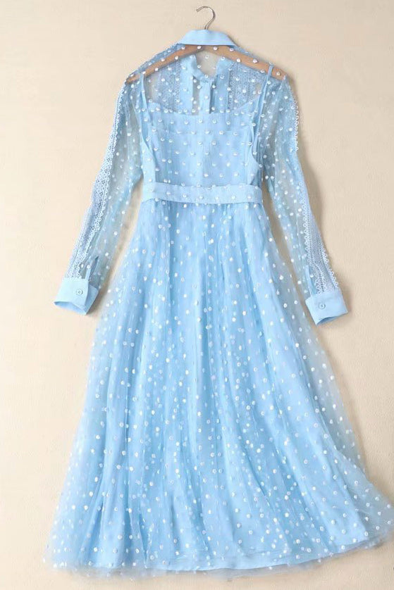 Kate Middleton Elegant Light Blue Lace Dress – Mislish