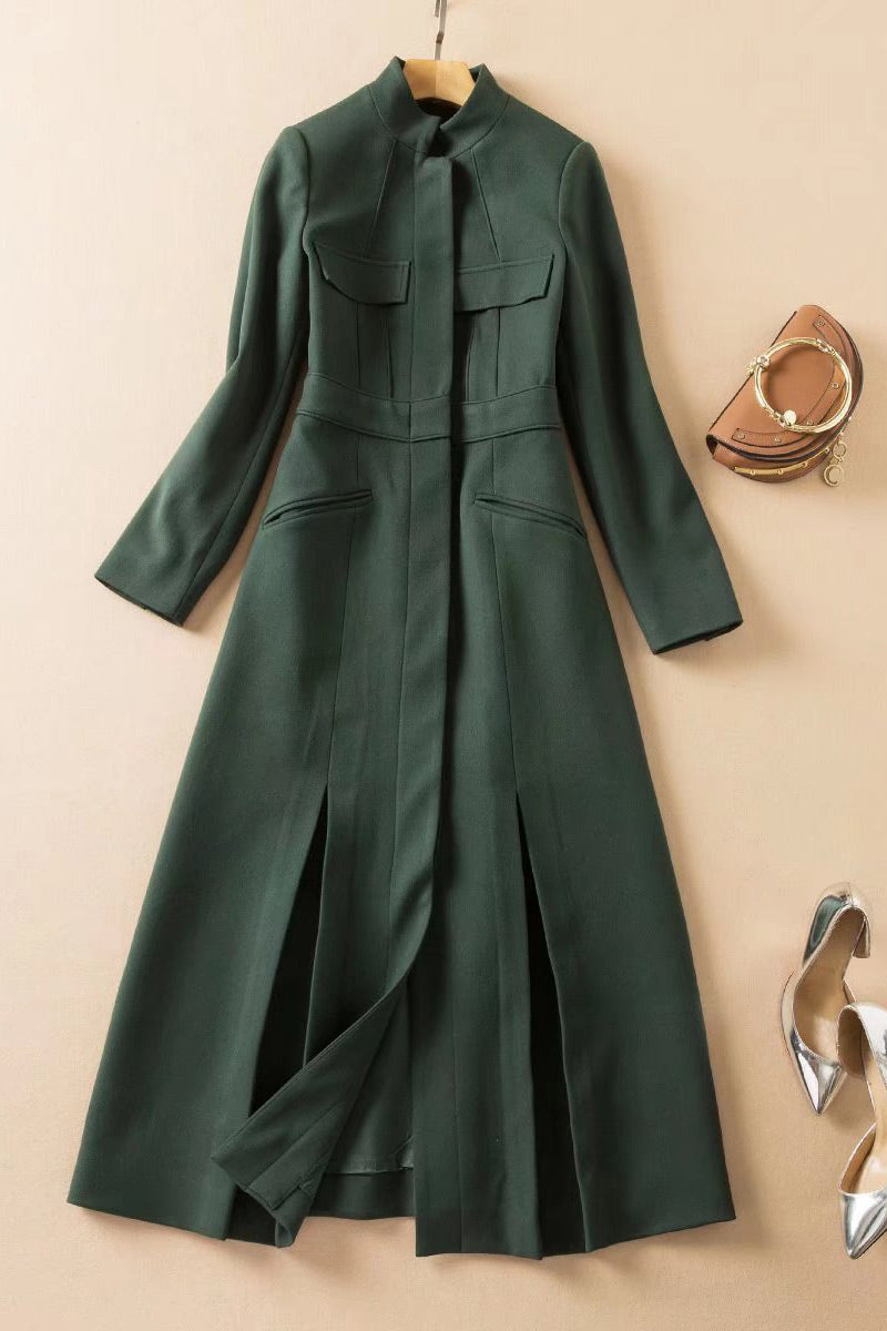 Kate Middleton Inspired Long Dark Green Coat Dress – Mislish