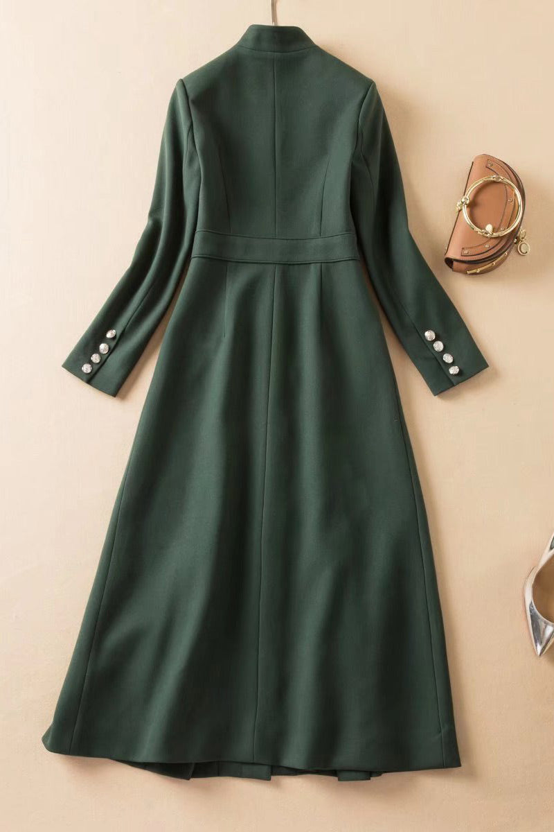 Kate Middleton Inspired Long Dark Green Coat Dress – Mislish