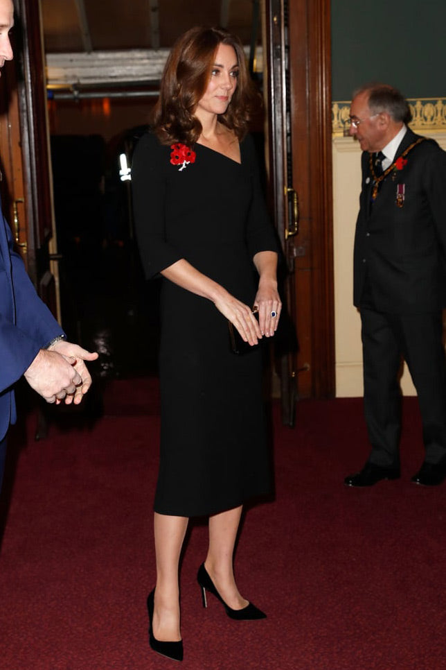 Kate Middleton & Ivanka Trump Inspired Black Midi Half Sleeves Dress 