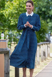 Kate Middleton Long-sleeved Print Midi Shirt Dress