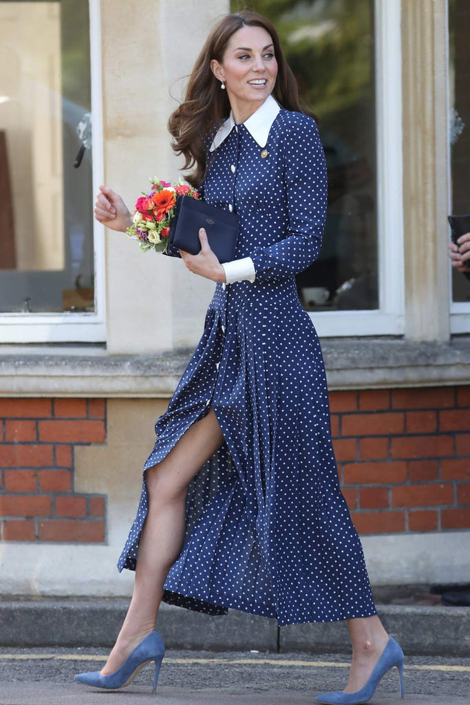 Kate Middleton Polka Dot Button-up Lapel Dress