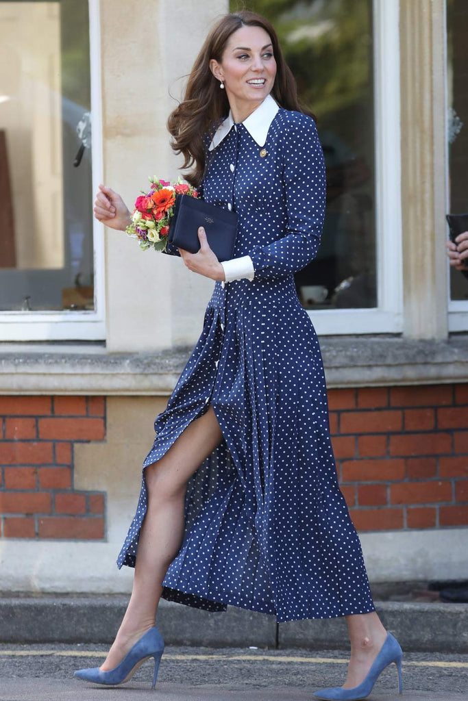 kate middleton burgundy polka dot dress Kate Middleton Wears a Burgundy Dress for Surprise Engagement