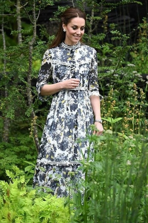 Kate Middleton Elegant Printed Swing Dress   