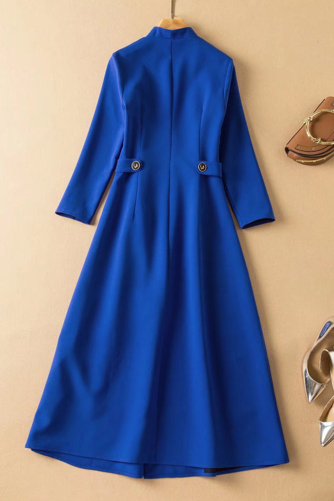 Kate Middleton Royal Blue V-Neck Formal Dress 