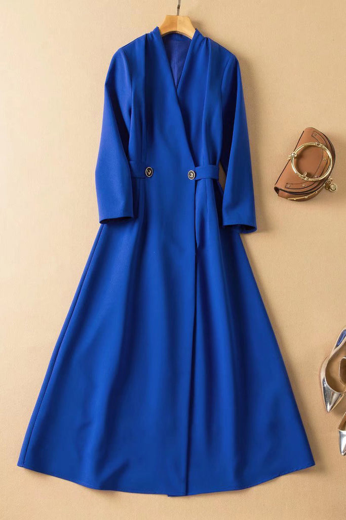 Kate Middleton Royal Blue V-Neck Formal Dress 