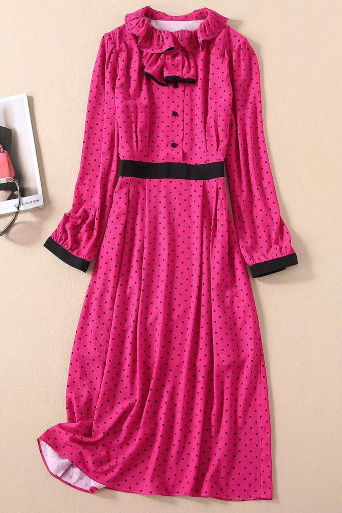 Kate Middleton Vintage Pink Polka Dot Ruffled Dress