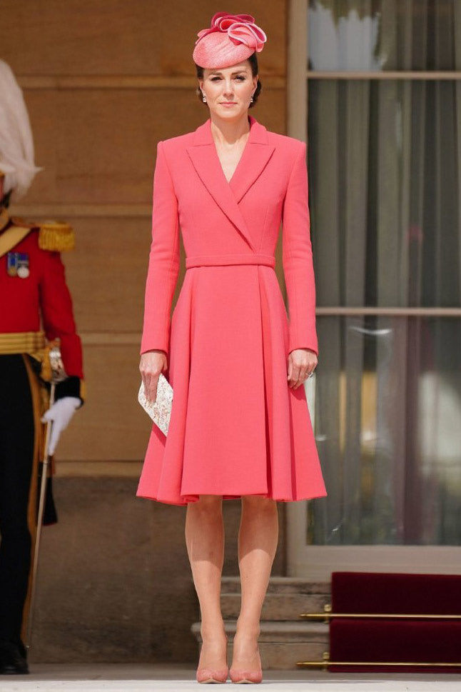 Kate Middleton Watermelon Long Sleeve Dress Coat