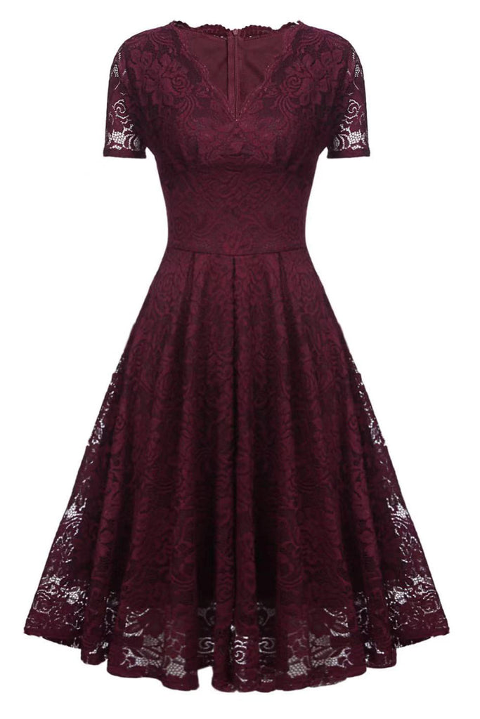 Knee-Length Burgundy Lace Cocktail Party Dresses Mislish Knee-Length Burgundy Lace Cocktail Party Dresses Mislish