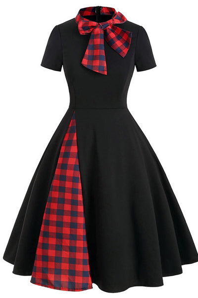 green emerald velvet dress Knee Length Black A-Line Graduation Dress – Mislish