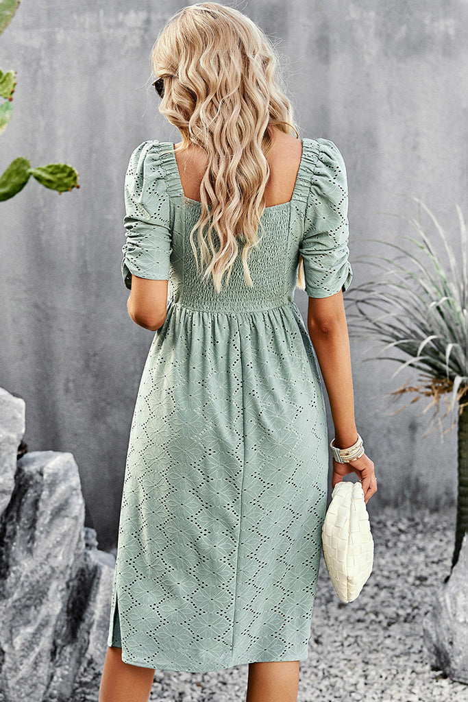 Knee Length Lace Square Neck A-Line Dress Mislish Knee Length Lace Square Neck A-Line Dress Mislish