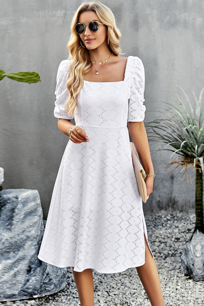 Knee Length Lace Square Neck A-Line Dress Mislish Knee Length Lace Square Neck A-Line Dress Mislish