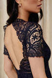 Knee Length Lace Backless Cocktail Party Dress