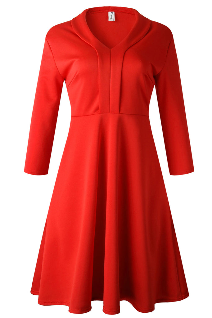 knee length swing dress Womens Swing Dress with Pockets Flared Hem, Elbow Sleeve, Double Knit Fabric Lilac / XL