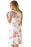 Floral Round Neck Short Sleeve Panel Dress - Mislish