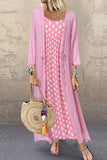 Pink Polka Dot Two-piece Maxi Dress - Mislish