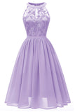 Lavender Sleeveless A-line Lace Prom Dress