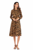 Leopard Print Single Breasted Lace-up Dress - Mislish