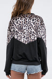 Scoop Leopard Print Panel Sweatshirt