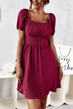 Lilac Short Sleeve A-Line Mini Party Dress