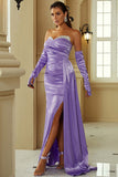 Sexy Lilac Strapless Prom Evening Dresses