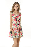 Little Fresh Floral Print Sleeveless Ruched Short Dress - Mislish