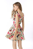 Little Fresh Floral Print Sleeveless Ruched Short Dress - Mislish
