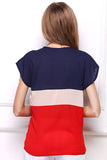 Little Fresh Tricolor Tee With Short Sleeves - Mislish