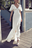 Long White Backless Evening Dress Formal Gown