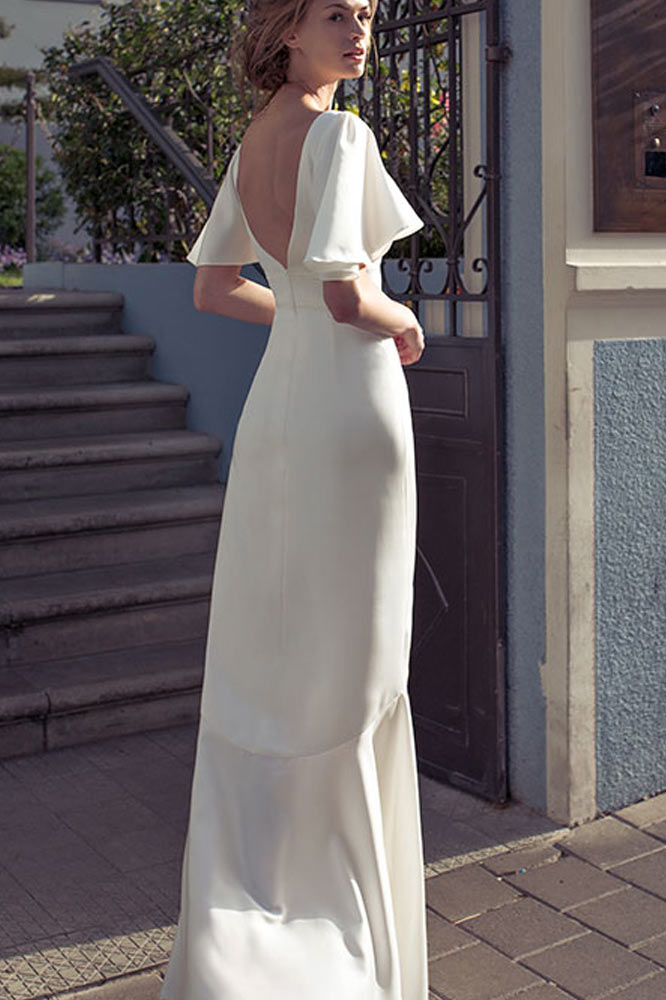 Long White Backless Evening Dress Formal Gown – Mislish