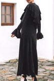 Black Mesh Panel Ruffled Sequin Dress - Mislish