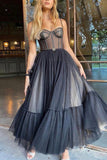Celebrity Inspired Black A-Line Prom Dress