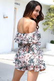 Off-the-shoulder Backless Belted Floral Dress With Trumpet Sleeves - Mislish