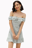 Off-the-shoulder Backless Empire Fitted Ruffled Dress - Mislish