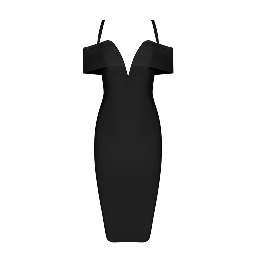 Black Off-the-shoulder Sexy Bandage Cocktail Dress - Mislish