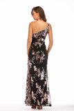 One Shoulder Sequined Thigh-high Slit Prom Dress - Mislish