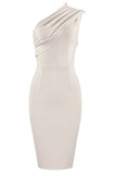 One Shoulder Sleeveless Bandage Prom Dress - Mislish