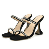 Open Toe High Ankle Strap Sandals With Rhinestone - Mislish