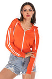 Orange Zip Up Hooded Sweatshirt - Mislish