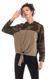 Patched Camouflage Asymmetrical Hem Sweatshirt - Mislish