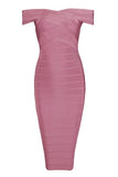 Pink Off-the-shoulder Short Bandage Dress