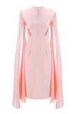 Pink Shawl Empire Waist Prom Dress - Mislish