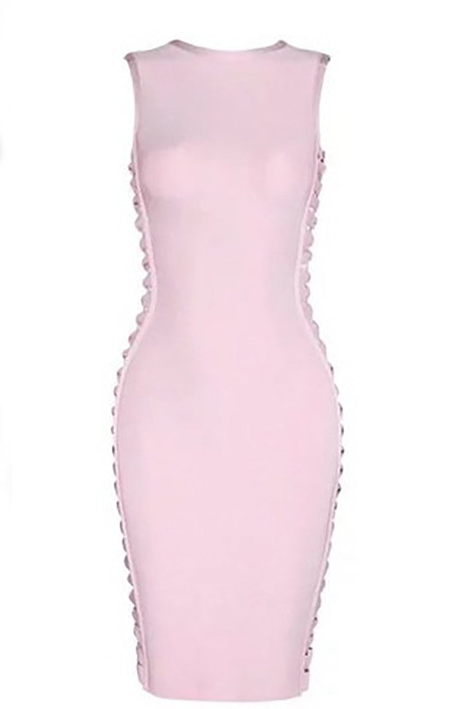 Pink Sleeveless Cut Out Bandage Dress