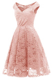 Pink Lace A-Line Sleeveless Knee Length Dress
