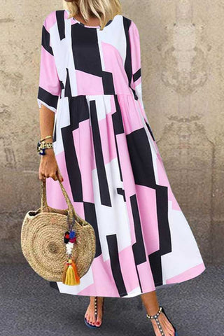 Pink Scoop Printed Vacation Dress - Mislish
