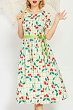 Plaid Scoop Lace-up Printed Dress - Mislish