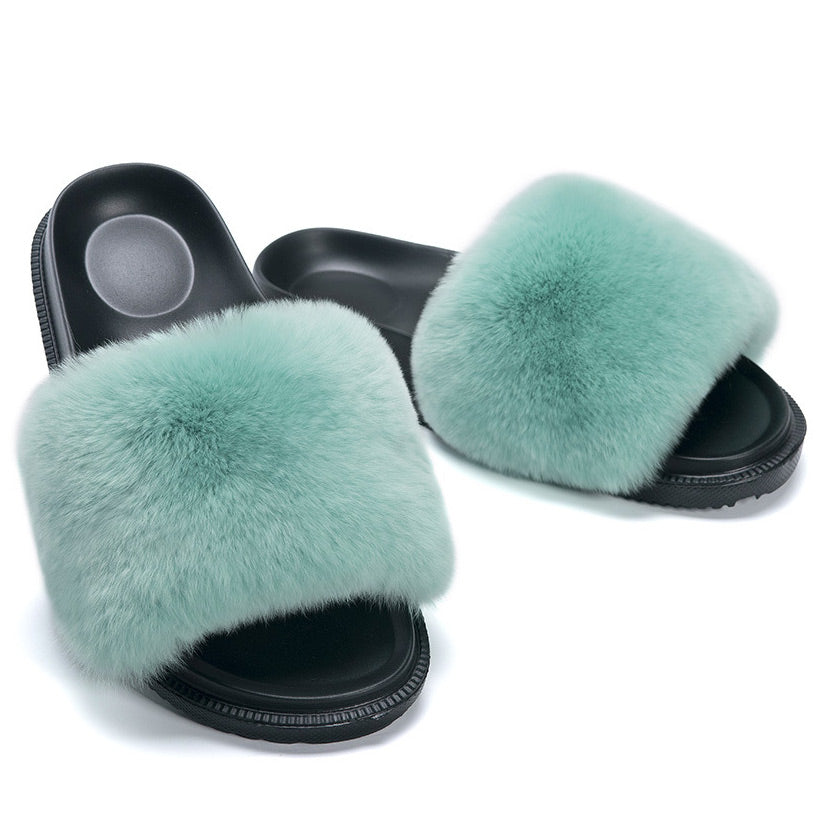 Fluffy Open-toe Flats Slippers - Mislish