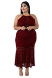 Plus Size Backless Sleeveless Evening Party Dress 