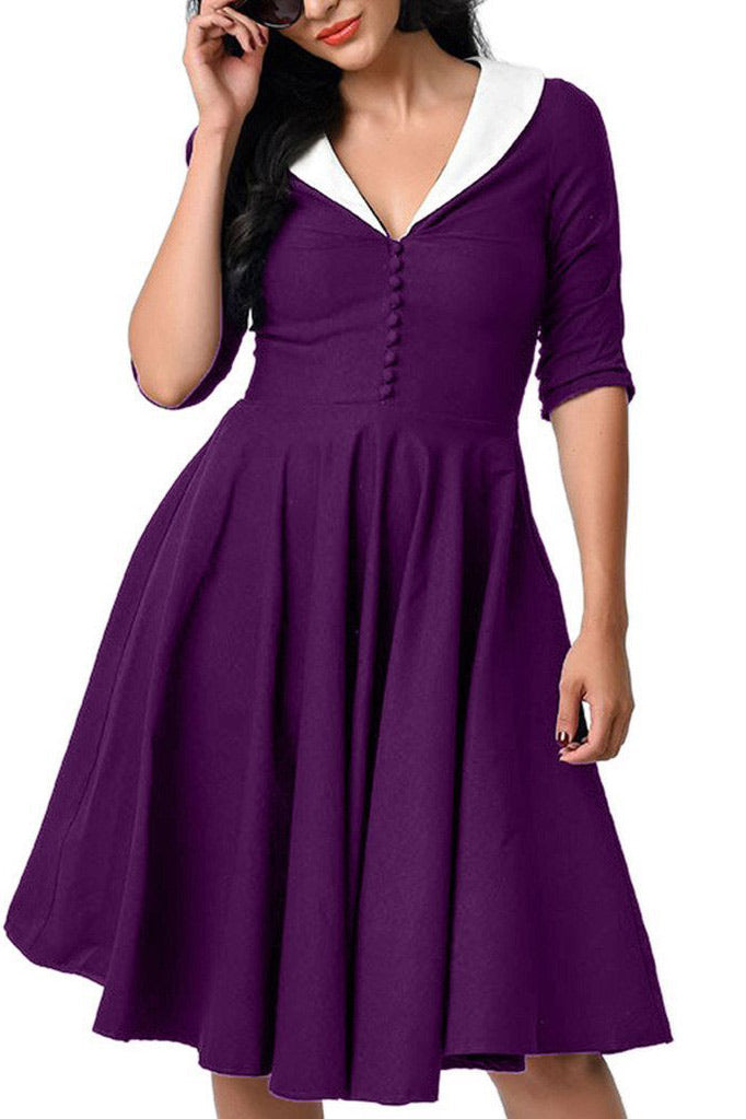 Burgundy Fit And Flare Prom Dress With Sleeves – Mislish