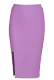 Purple Sexy Slit Knee Length Bandage Dress
